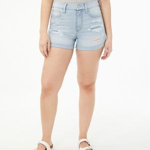 Aero Seriously Stretchy High-Rise Curvy Denim Midi Shorts